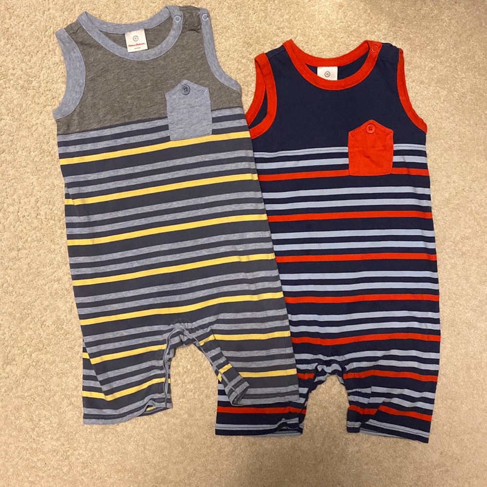 Twin Boys Hanna Andersson Sleeveless Rompers